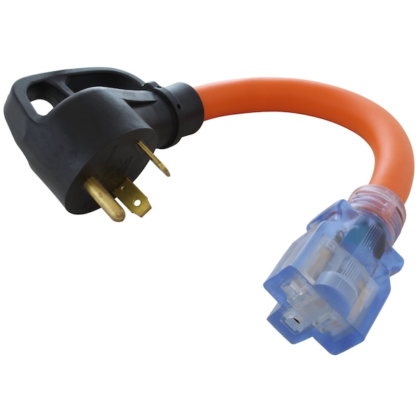 Ac Works 1ft RV 30A TT-30P Plug to 5-20R 15/ 20A Household Outlet with Power Indicator RVTT520-012 - main